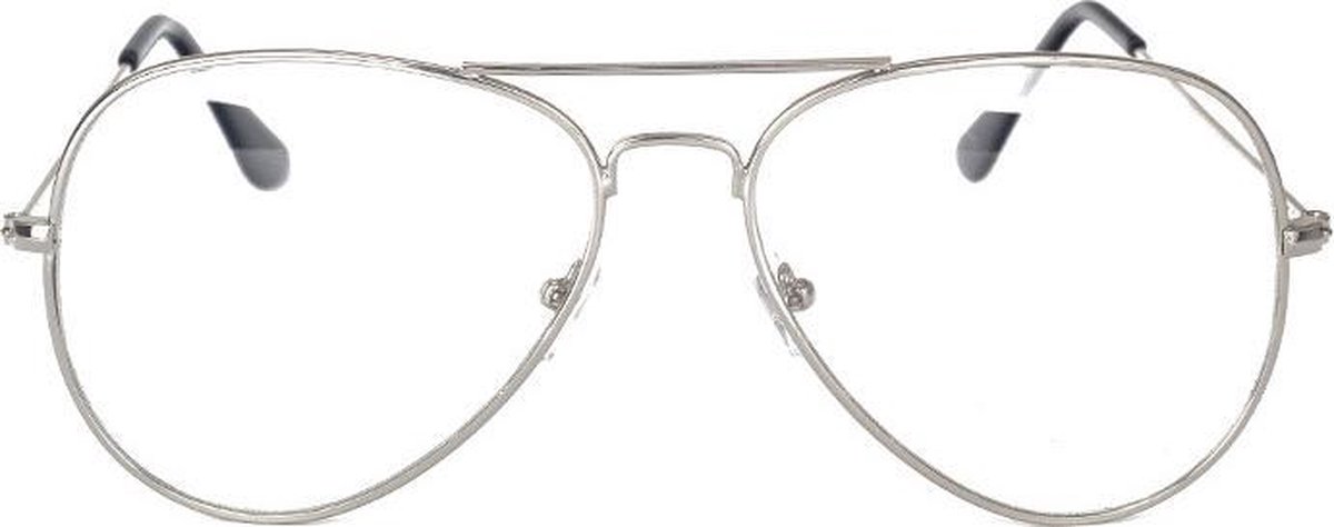 Aviator Bril Silver | Zilverkleurig | Bril zonder sterkte | 50 mm